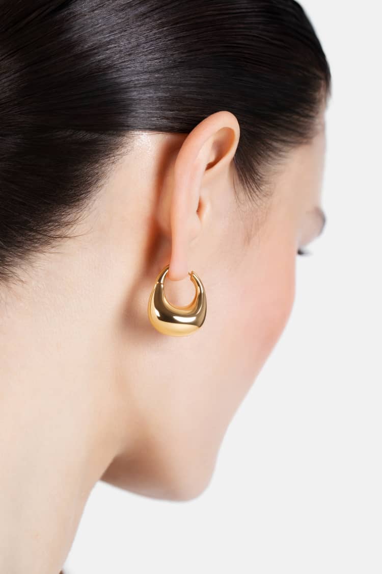 Organic Hoop Earrings in Gold - Image 3